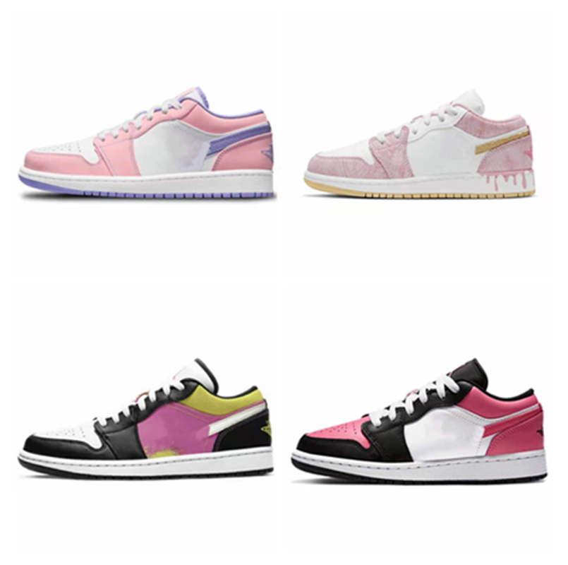 

2021 Women 1 low se Arctic punch basketball shoes Pale Vanilla Pink Ice cream Violet Splash-ink yellow Running Sneakers Size 36-40