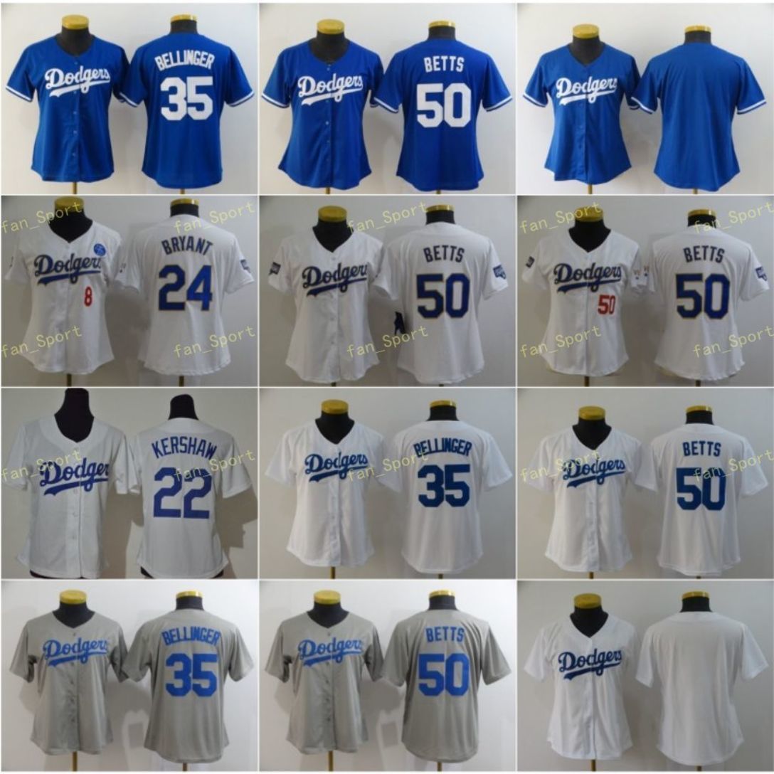 

Women Gold Program Dodgers Baseball Jerseys 22 Clayton Kershaw 35 Cody Bellinger 50 Mookie Betts Los Angeles Stitched, Blue;black