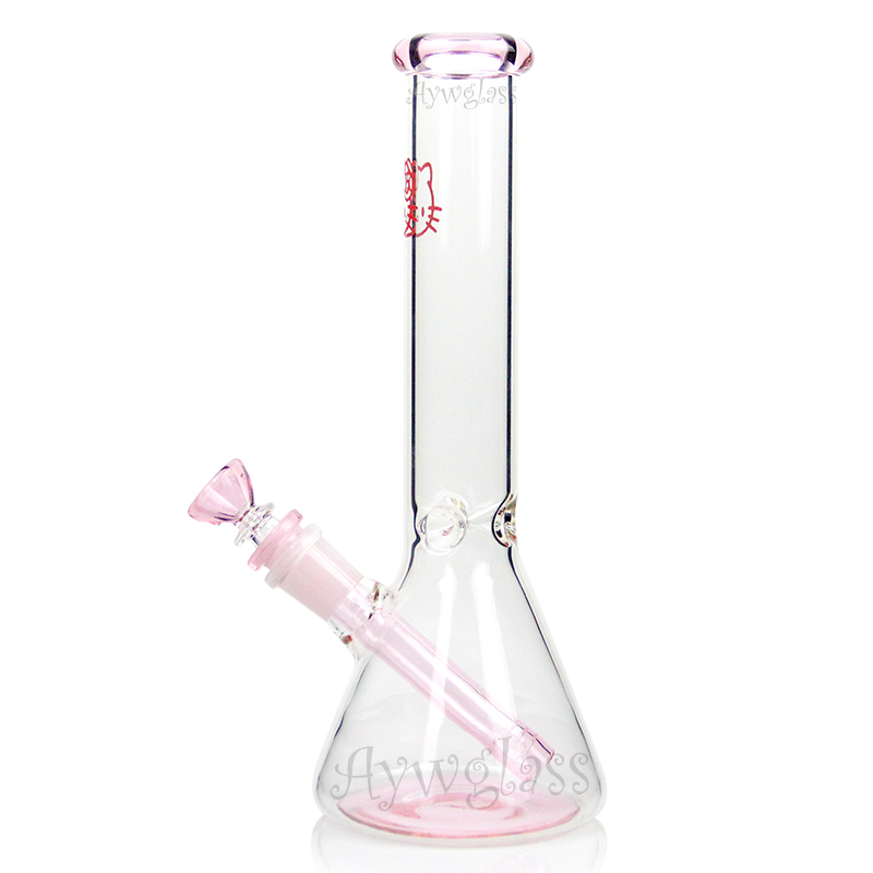 

Pink Kitty Bong Hookah glass smoking KT beaker base tube water pipe lookah dab rigs shisha cute Bons for girls