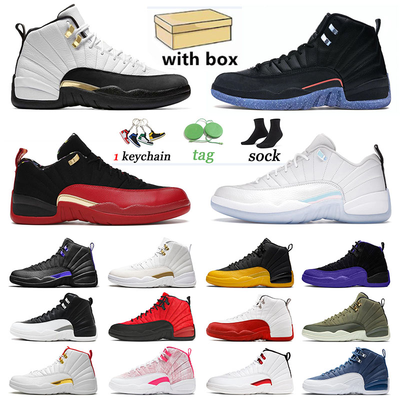 

High quality Jumpman 12 XII Men FIBA Basketball Shoes Low Easter Super Bowl Twist 12s OvO Sneakers Trainers Stone Blue Royalty Women Sports Flu Game Utility Grind, # ice cream 36-40
