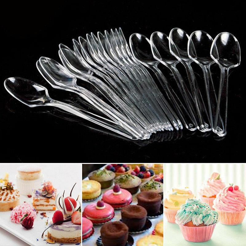 

25/50 Pieces Mini Spoon Plastic Disposable Ice Cream Fashion Dessert Party Size Tableware Scoop Flatware