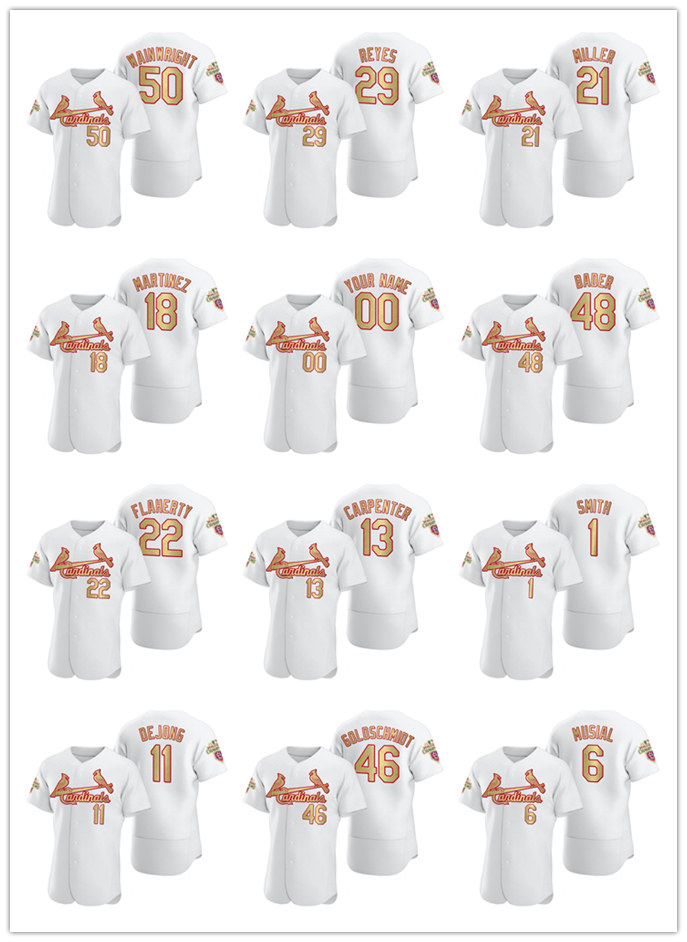 

St. Louis Cardinals MEN Kolten Wong Ozzie Smith Paul Goldschmidt White Gold 2011 World Series Champions baseball Jersey, Black