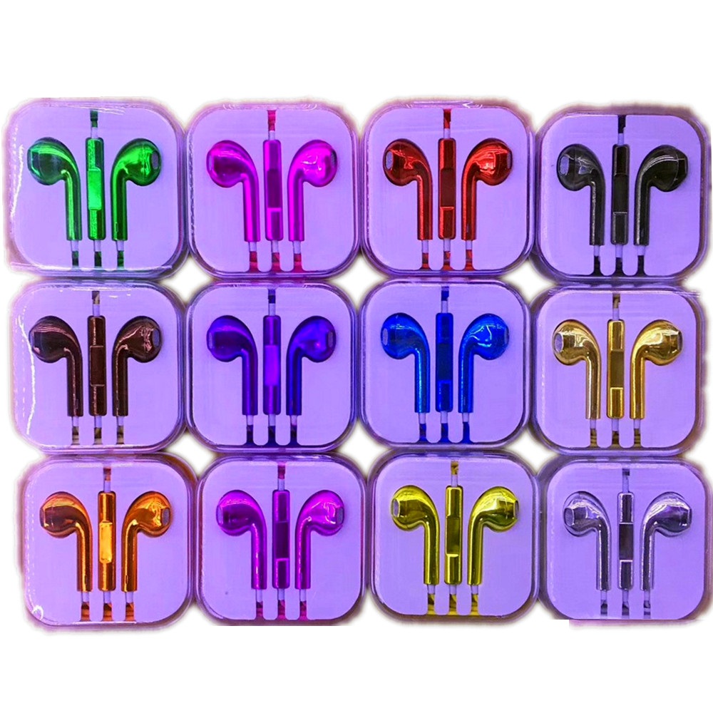 

Electroplate Sport Earphones 3.5MM Jack Earbuds Headphone Handsfree Mic Volume Control Earpods For IPhone 4 5 6 6s se Ipad mini ipod mp3 Android Phone, Mixed color