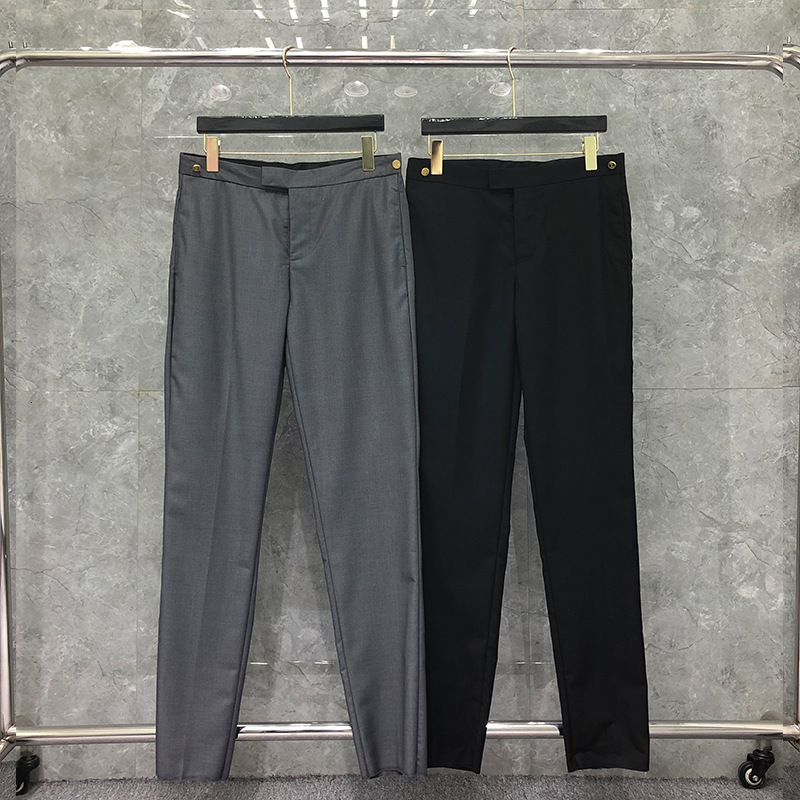 

casual pants dongguan daizhiying tb trousers solid color gold buckle men and women, Black