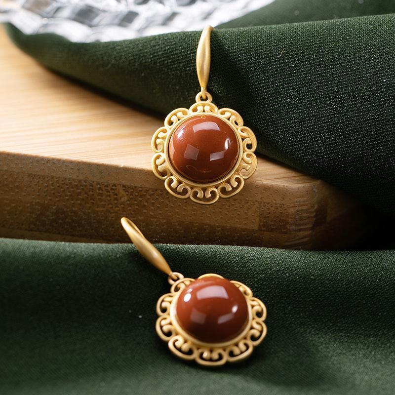 

Dangle & Chandelier Natural Kan Jade Original S Silver High Sense Inlaid Temperament Niche Design Women's Brand Jewelry