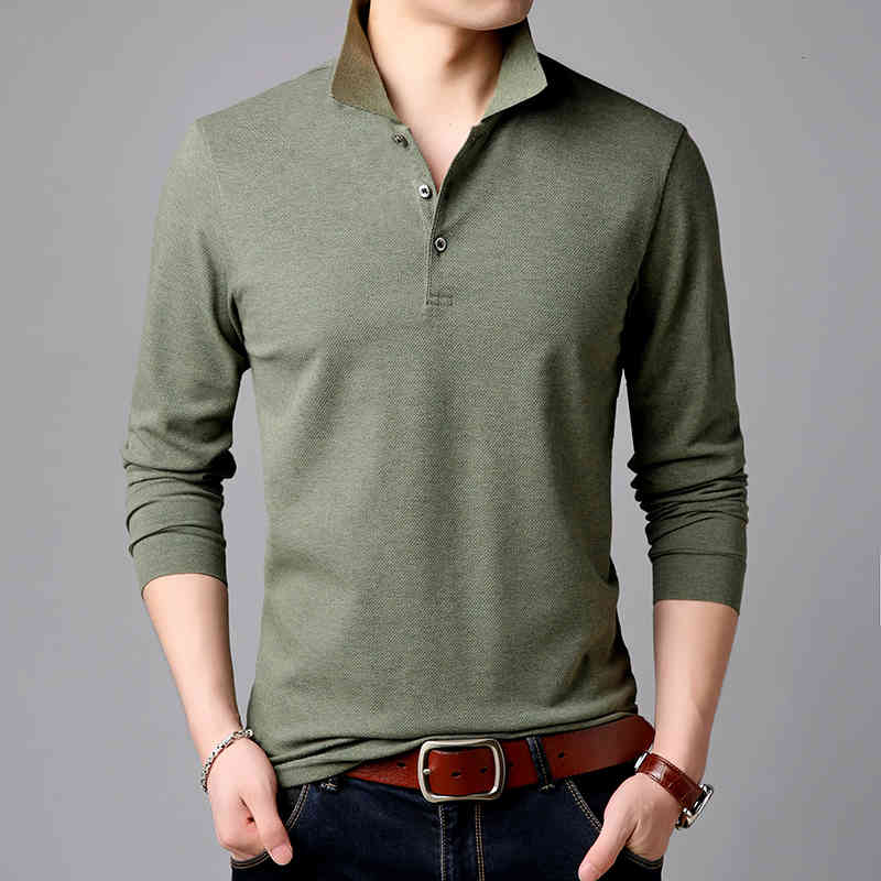 

Men's T-Shirts Top Grade Fashion Brands Polo Shirt Mens Solid Color Long Sleeve Slim Fit Boys Korean Poloshirt Casual Men Clothing HEKM, 1# packing bag