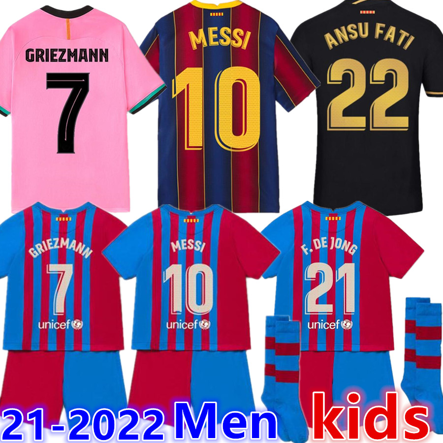 

2022 soccer jersey BARCA 21 22 camiseta futbol ANSU FATI 2021 MESSI GRIEZMANN F.DE JONG Maillots de football shirt men kids kit Barcelona