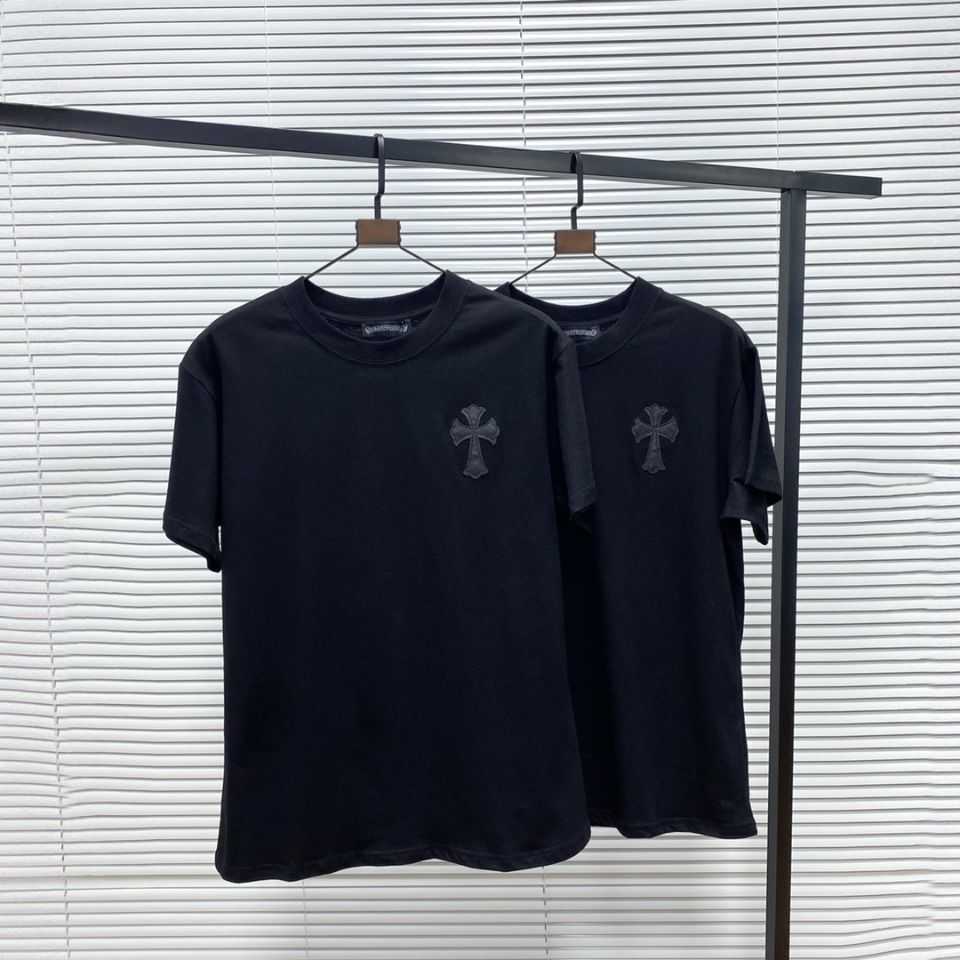 

Fashion brand new ch croxin 2021aw dark black short sleeve T-shirt, loose and versatile, casual, Unisex hearts\Chrome, White;black