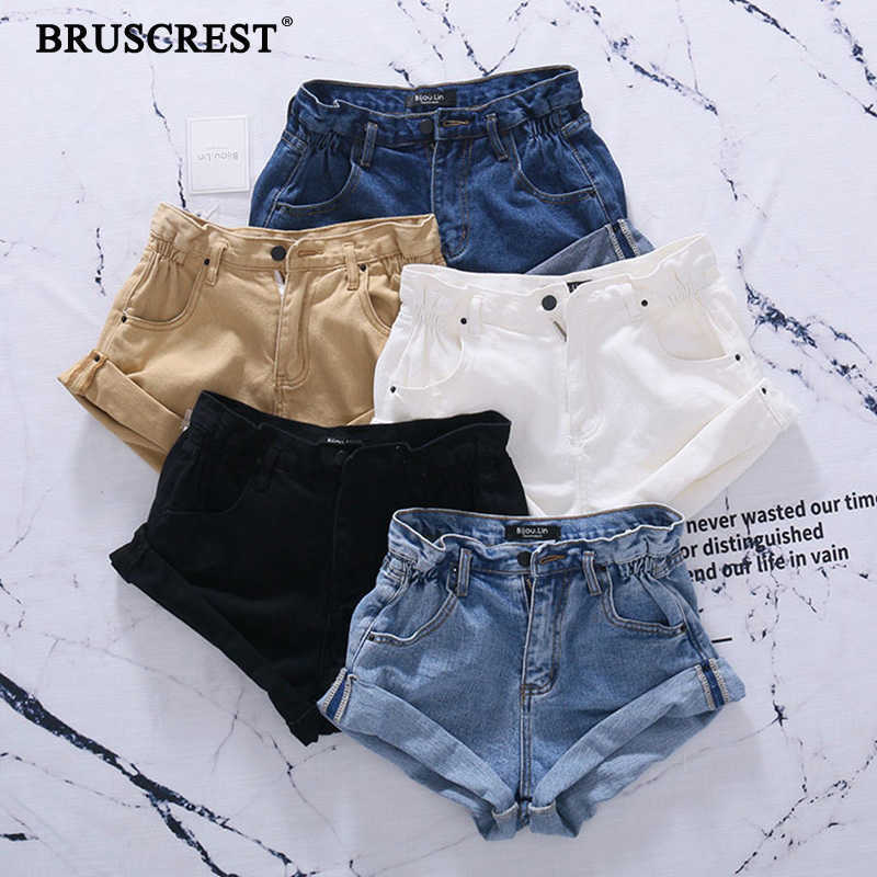 

Summer elascit high waist shorts feminino casual vintage denim shorts jean shorts women summer short punk streetwear mujer 210611, White