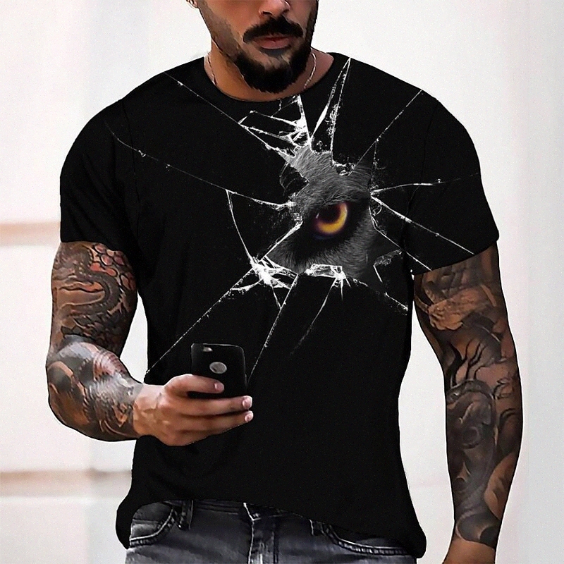 T-shirt Tee T-shirt 3D Imprimer graphique col rond Casual quotidien Quotidien 3D imprimé à manches courtes Haut de la mode Cool confortable noir