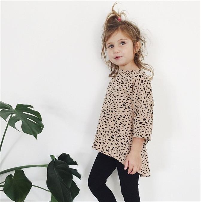 

0 5y fashion kids baby girls pullovers crew neck leopard print spring long sleeve loose top, White;black