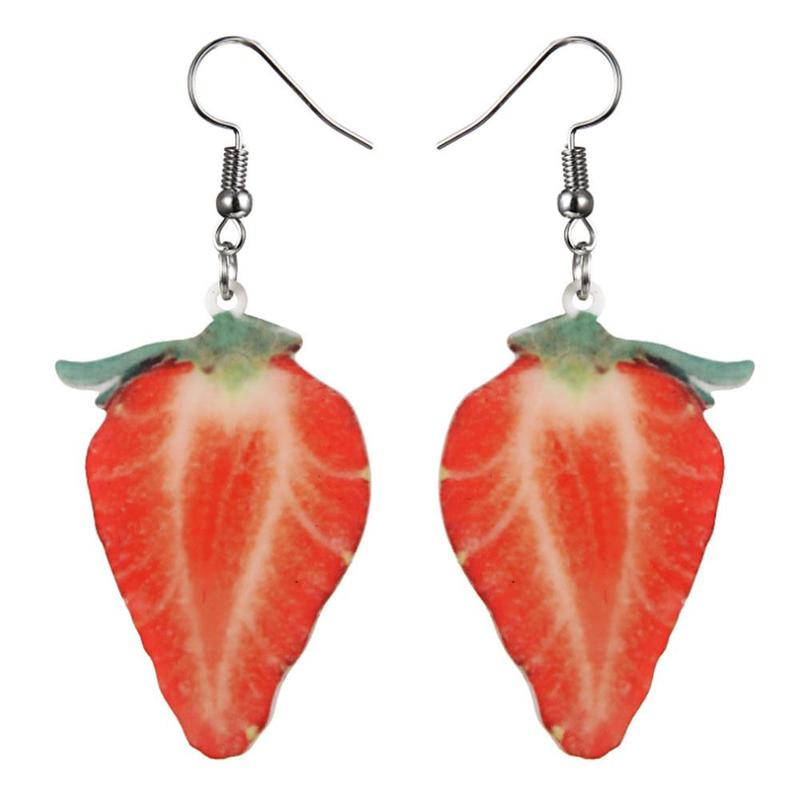 

Girly Cute Fruit Watermelon Strawberry Pineapple Pendant Earrings Summer Vacation Jewelry Women Gift Orange Sweet Fashion