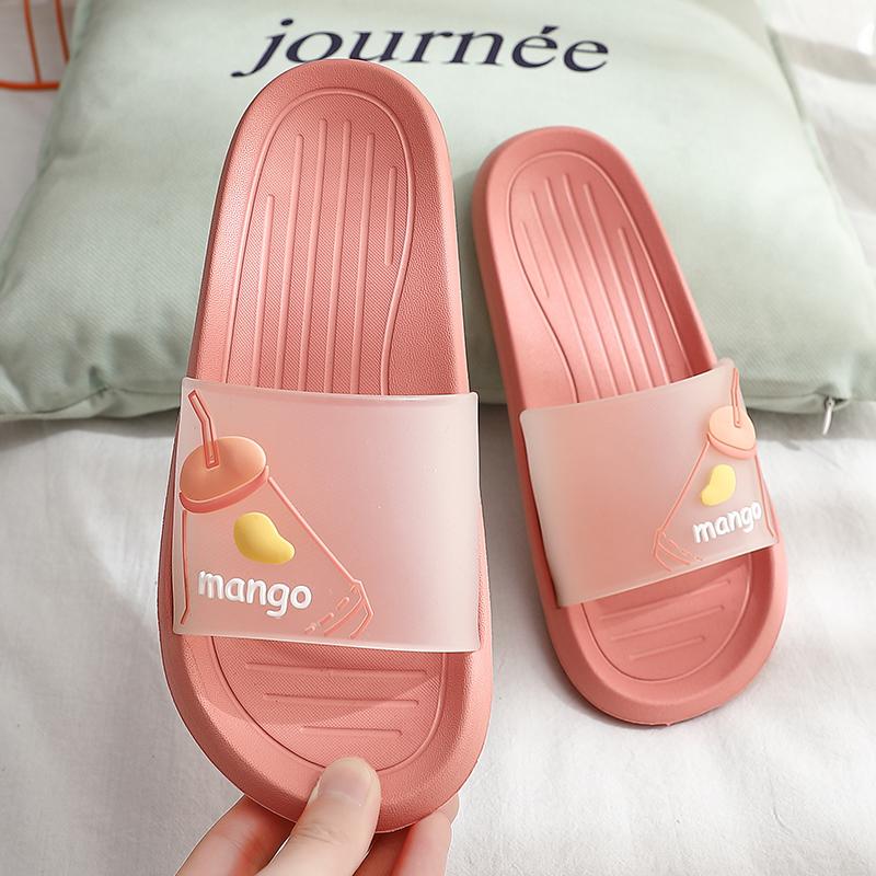

Slippers Women's Non-Slip Bathroom Soft Bottom Shoes Men Women Indoor English Printing, Red