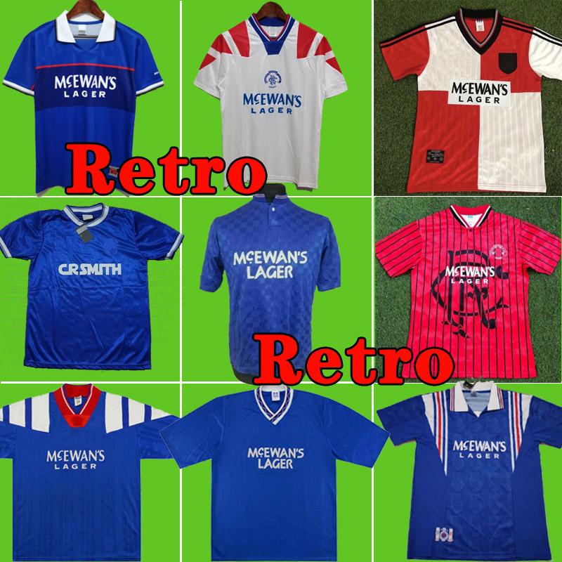 

02 03 86 87 88 90 93 96 99 Glasgow Rangers fc Retro soccer jersey GERRARD GASCOIGNE LAUDRUP football Shirts MCCOIST Uniforms, Black;yellow