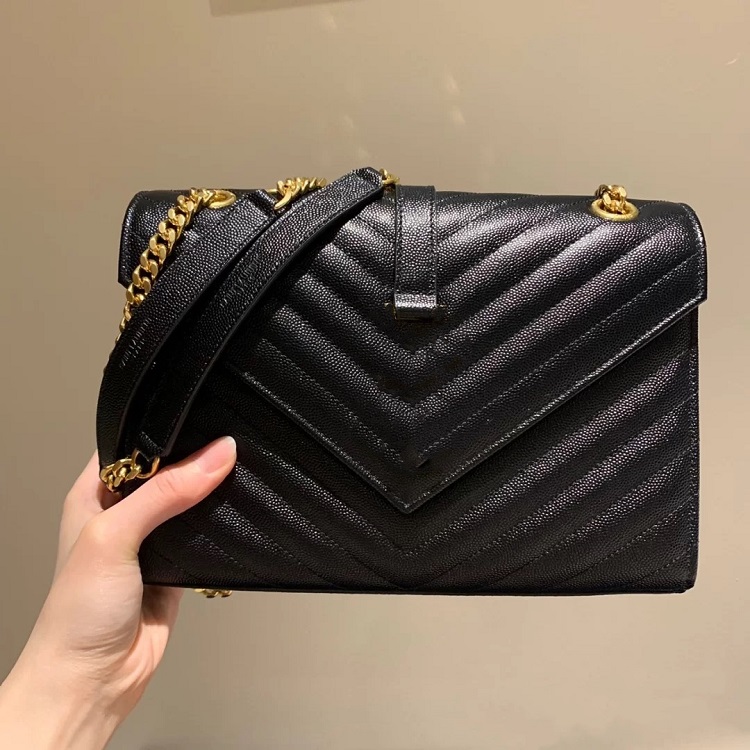 

women luxury designers bags 2021 Y Shoulder Bag Leather Tote Black Red Color with metal chain strap, Red 32cm