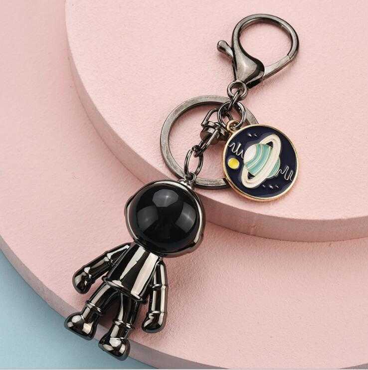 Electroplating space robot astronaut key chain bag pendant accessories boys retro personality trend key chain pendant