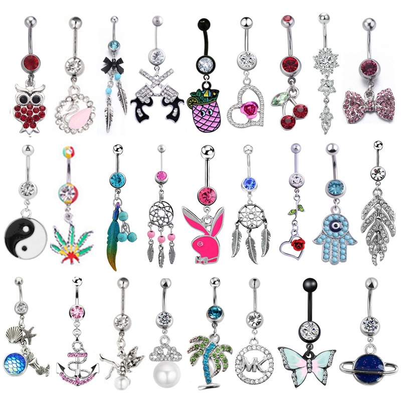 

dangle belly ring wholesales 20pcs mix style navel button piercing body jewelry barbell 264 w2, Silver