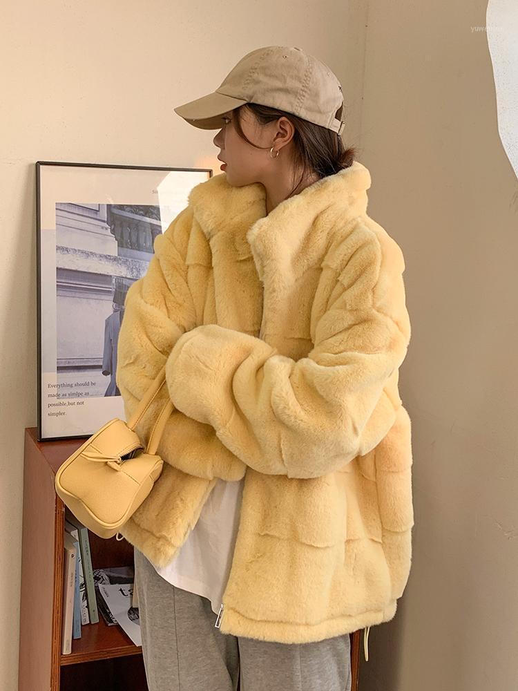 

Women' Fur & Faux Women 2021 Autumn Winter Casual Solid Teddy Coat Female Long Sleeve Jacket Imitation Mink Velvet Coats Lady Warm Outerwea, Jvfen