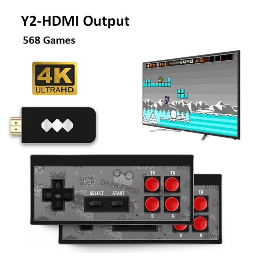 

DATA FROG USB Game Consoles Wireless Portable 4K HD Video Game Player HDMI 568 AV 600 Retro Classic Games Handheld Entertainment Joystick