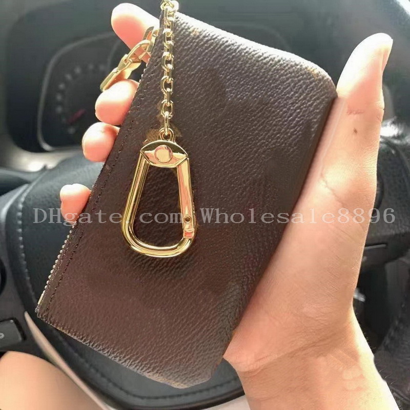 

Key Pouch Holds 4 Color Coin Purses Women Holder Fashion Classical Small Pu Leather Wallets Top quality, Brown flower