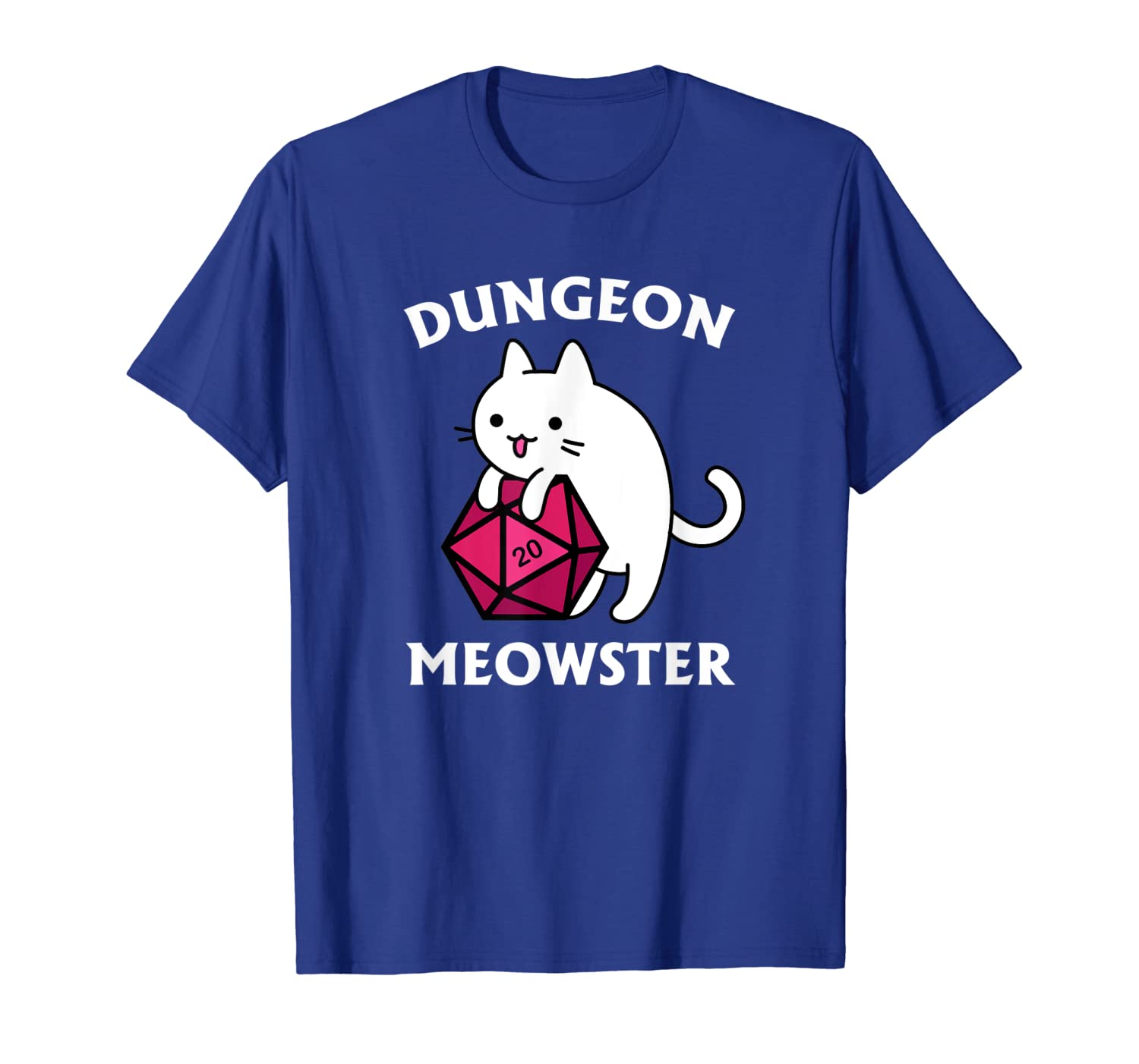 

dungeon meowster funny nerdy gamer cat d20 rpg t-shirt, White;black