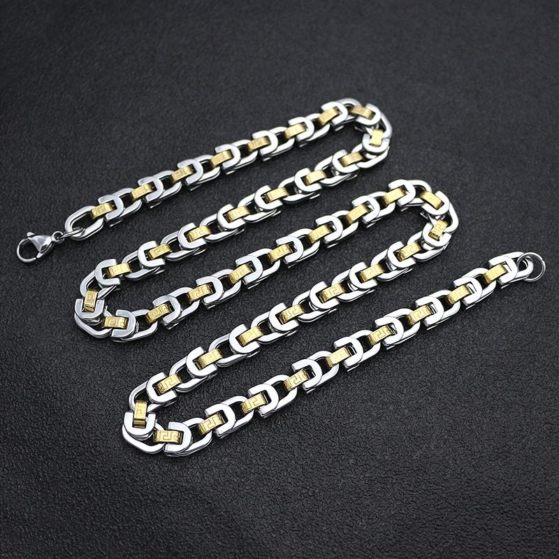 

Heavy Women Necklace 60CM Long Gold&Steel Chains Stainless Steel Charm For Men Male Wholesale