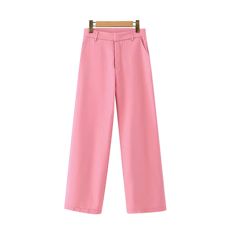 

Women Chic Fashion Office Wear Side Pockets Pants Vintage High Waist Zipper Female Ankle Trousers Mujer 210521, As picture