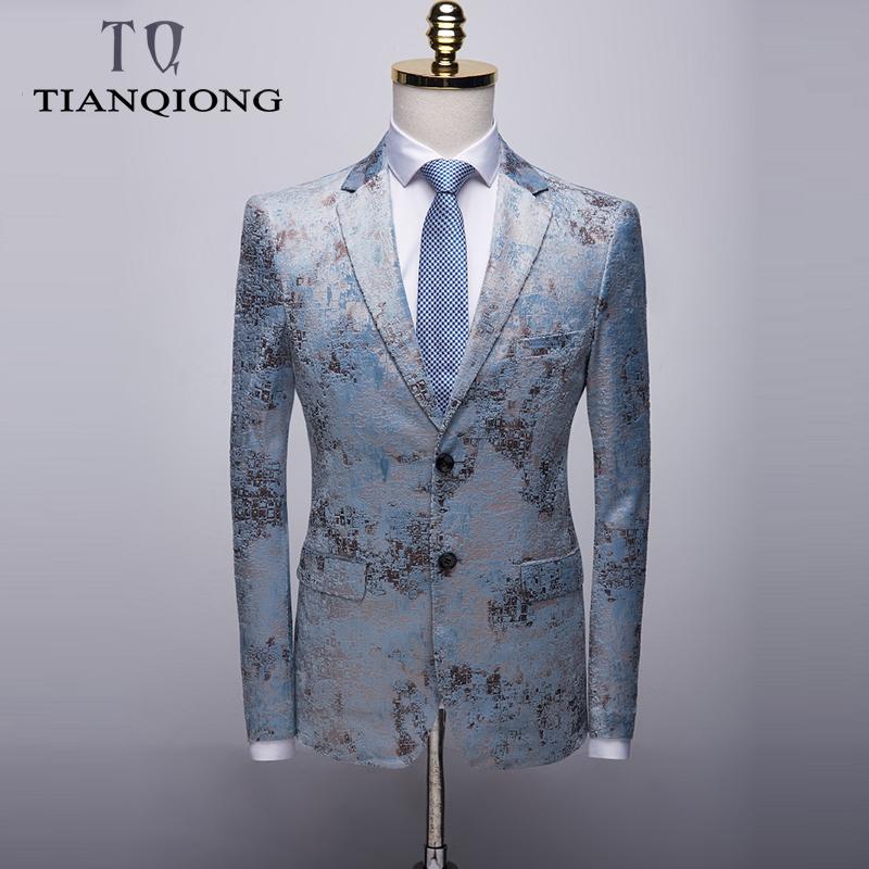 

Men' Suits & Blazers TIAN QIONG Casual Male Blazer Jacket 2021 Slim Fit White Black Bamboo Print Men High Quality Mens Prom Party, 1075