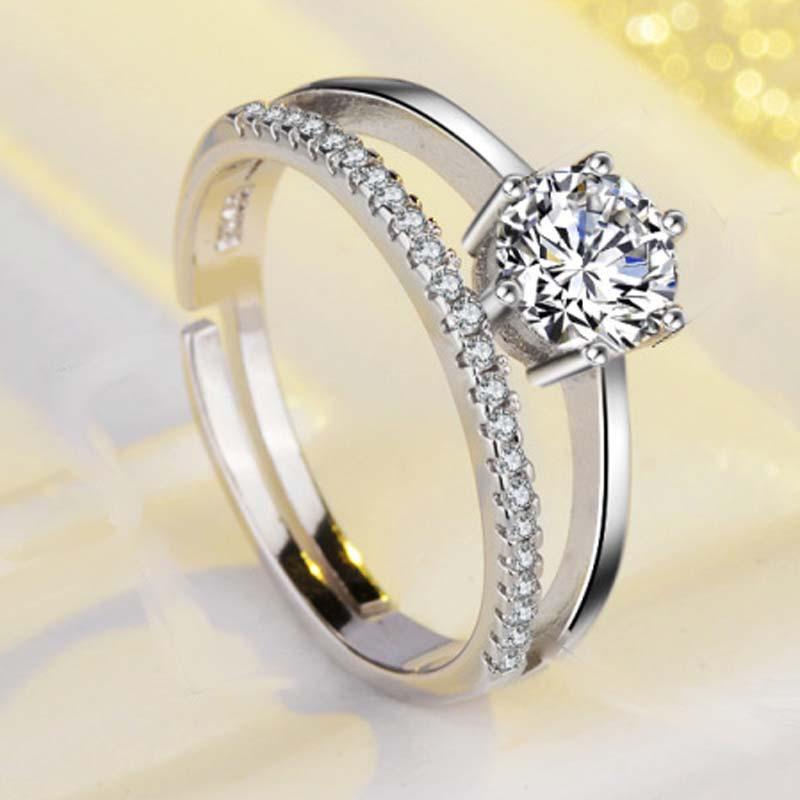 

Cluster Rings 925 Sterling Silver Color Ring For Women Cz Wedding Anillos Bizuteria Gemstone Jewelry 2 Diamond, Golden;silver
