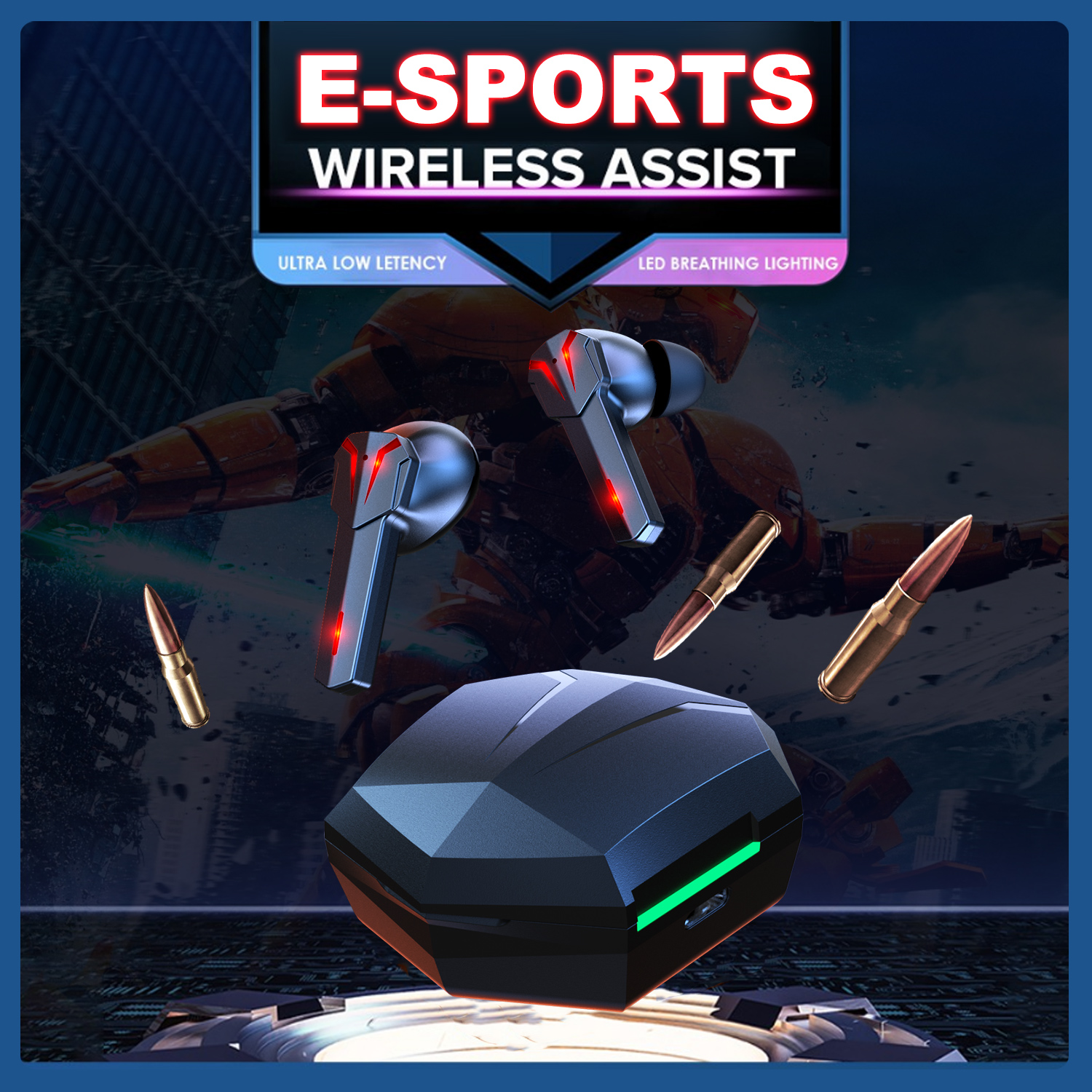 

Anomoibuds Gaming Earbuds 60ms Low Latency TWS BT 5.0 Earphone with Mic Bass Audio Sound Positioning PUBG Wireless Headset, Black