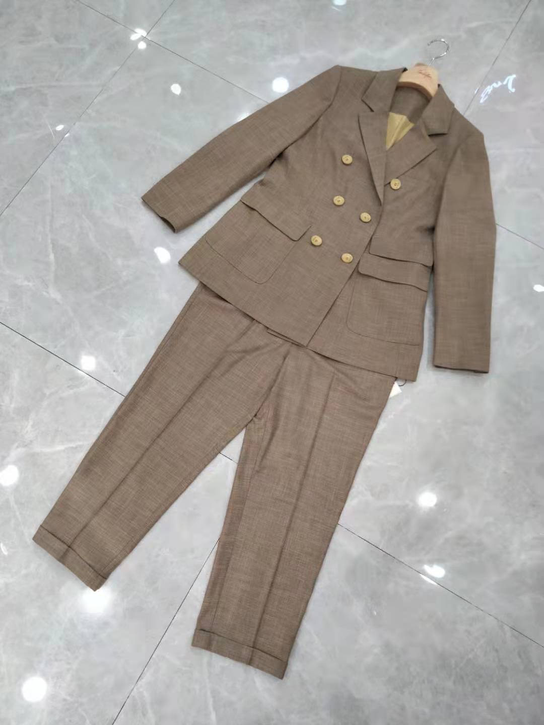 

Women's Two piece pants for 2021 new design autumn seasons, Gray coffee