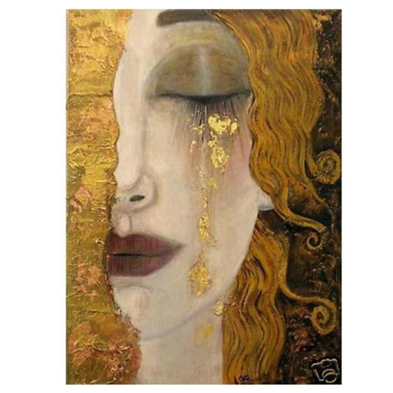Golden Tears by Gustav Klimt Oil Painting Reproduction Abstract Canvas Art Pictures for Living Room Wall, Hotel, Office,Hallway,Home Decor,Hand P-image-740839201