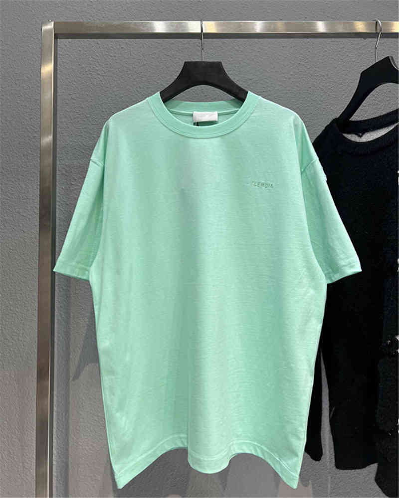 

Men's Hoodies & Sweatshirts High version 22ss early spring front and back embroidered lettered couple Paris casual T-shirt short sleeve VPZD, Mint green