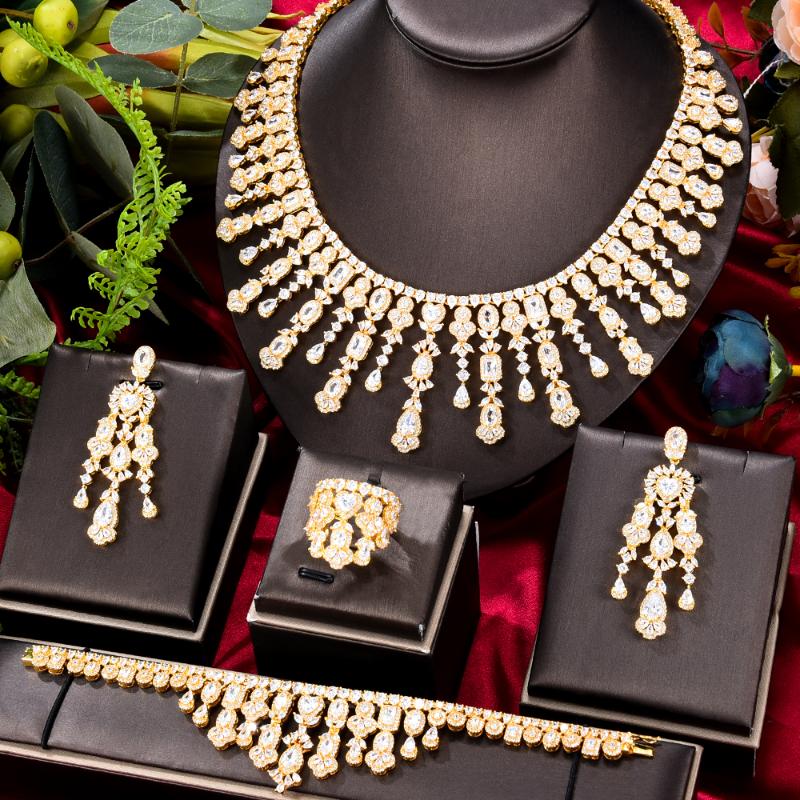 

Earrings & Necklace GODKI Luxury Green 4PCS Bracelet Ring Sets For Women Wedding Naija Bridal Cubic Zirconia Dubai Jewelry Set, Silver