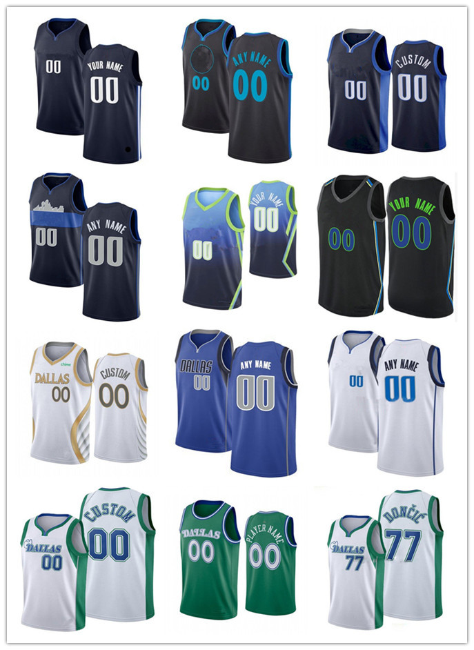 

75th Custom Mens Women Youth Dallas''Mavericks''Luka 9 Moses Brown 77 Doncic 13 Jalen Brunson Kristaps 6 Porzingis Basketball Jerseys, Color