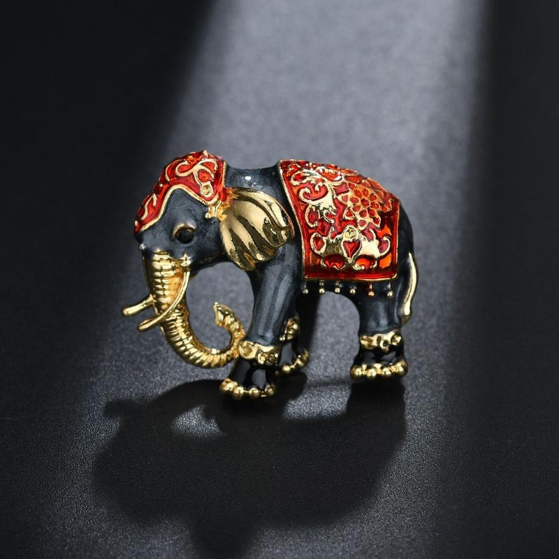 

Pins, Brooches Metal Brooch High-grade Women's Retro Trendy Enamel Color Mini Elephant Shirt Collar Pin Sweater Accessories Gifts 2021, Gray