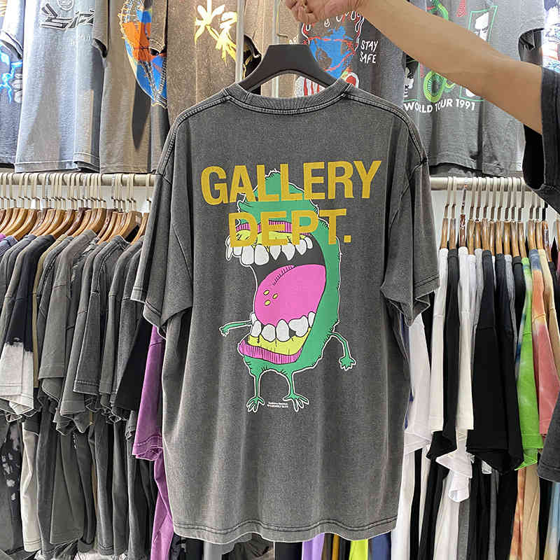 

Designer Mens Fashion T Shirt Gallerydept Sogd Fog High Street Vintage Cartoon Print Loose Round Neck Short Sleeve Shirts, Old black