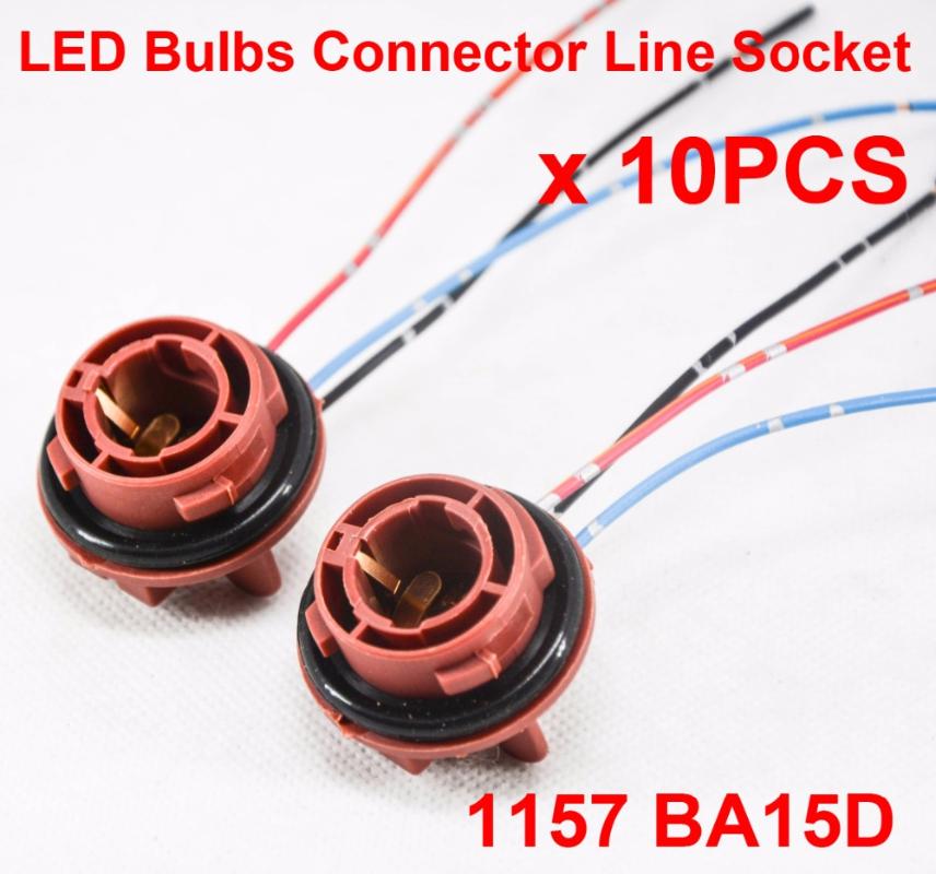 

Car Headlights 10PCS 1157 BA15D LED Bulbs Holder Socket Wire Connector Extension Turn Stop Harness Line 1156 3156 3157 7440 7443 T20 P21W