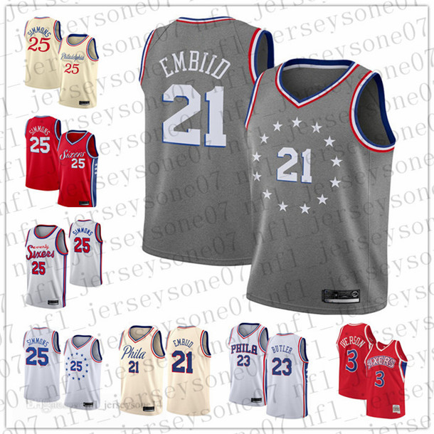 

Custom Mens women youth philadelphia76ers21 JoelEmbiid 25 BenSimmons 23 jimmybutler blue red Throwback City Ba, Black