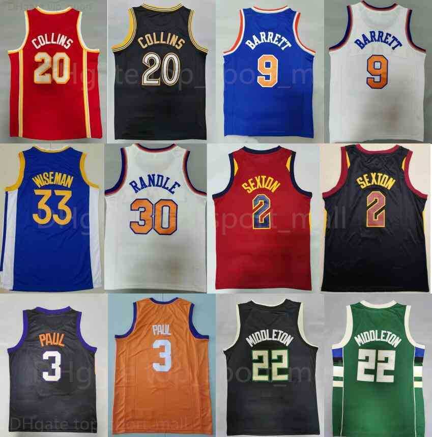 

Team Basketball James Wiseman Jersey 33 RJ Barrett 9 Chris Paul 3 Khris Middleton 22 Collin Sexton 2 Randle 30 John Collins Stitched Good Men Wear Sport Uniform Shirt, Photo p