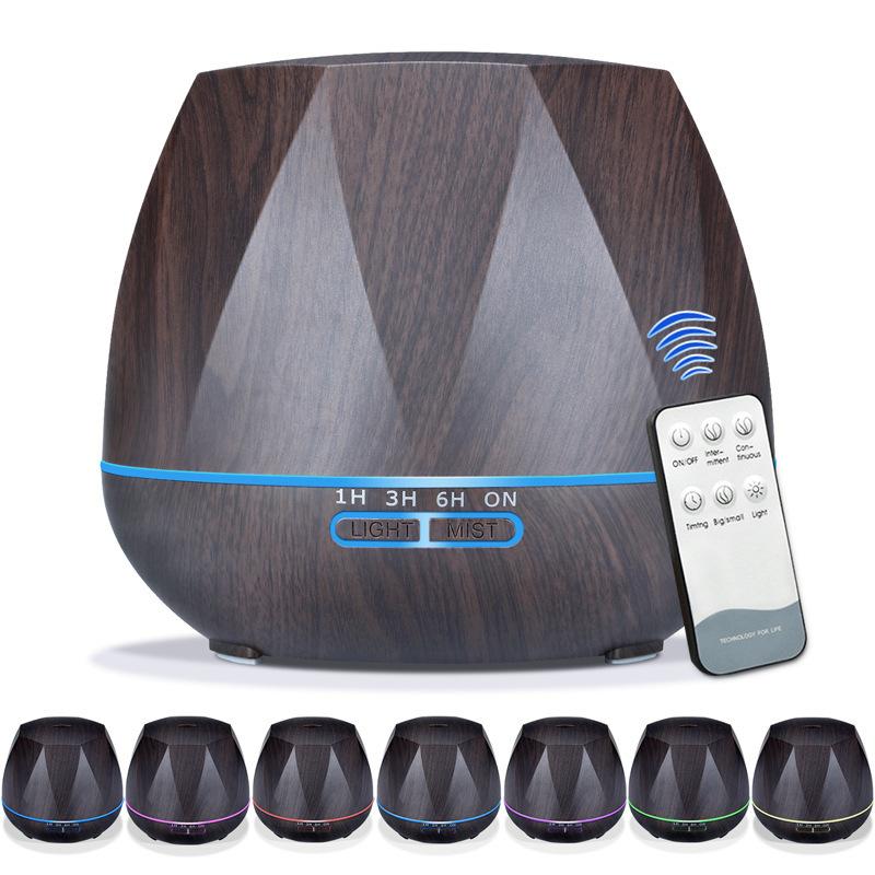 

Humidifiers Aroma Diffuser With Remote Control 550ML High-capacity Household Oil Anise Diamond Wood Grain Air Humidifier