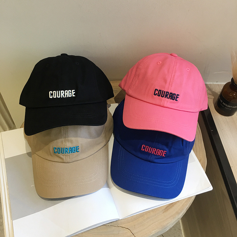 

Cap female letter cap Korean style pure color versatile student bent brim baseball cap summer shade breathable, Blue