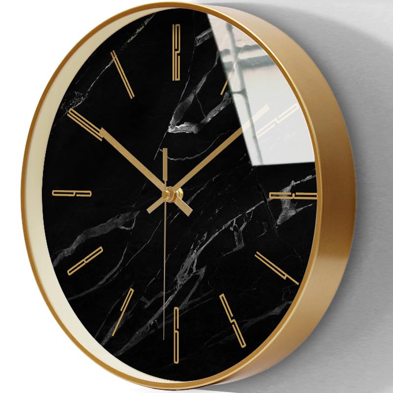 

Marble Luxury Wall Clock Fashion Silent Nordic Gold Round Living Room Zegary Na Sciane Stylish Decor Clocks