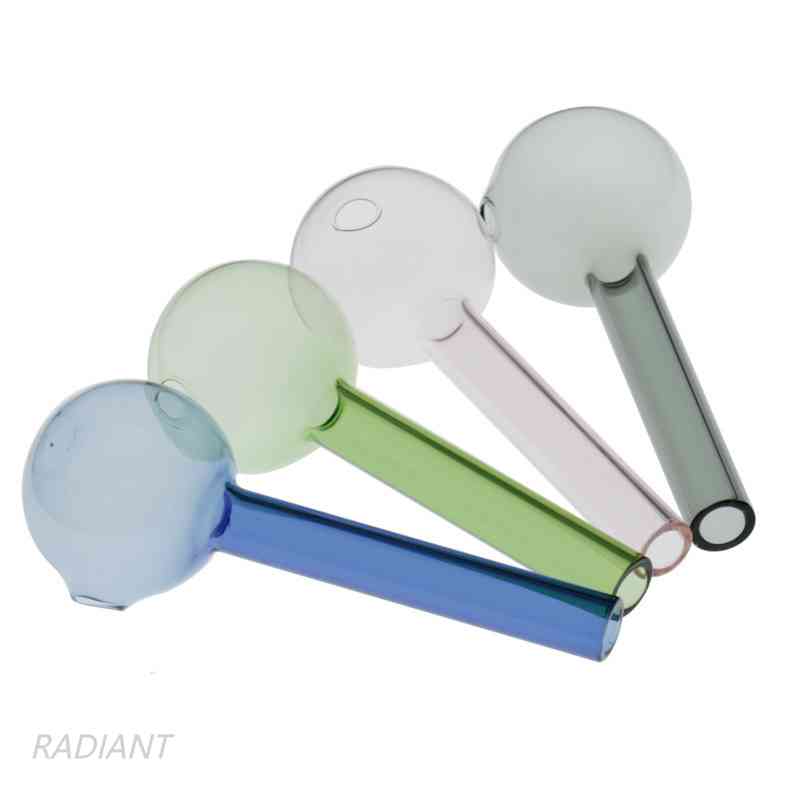 

Glass Smoking Pile Hand Pipes Wide 40mm OD Big Bowl About 11cm Length Short Colored Oil Burner Smoking Pipes