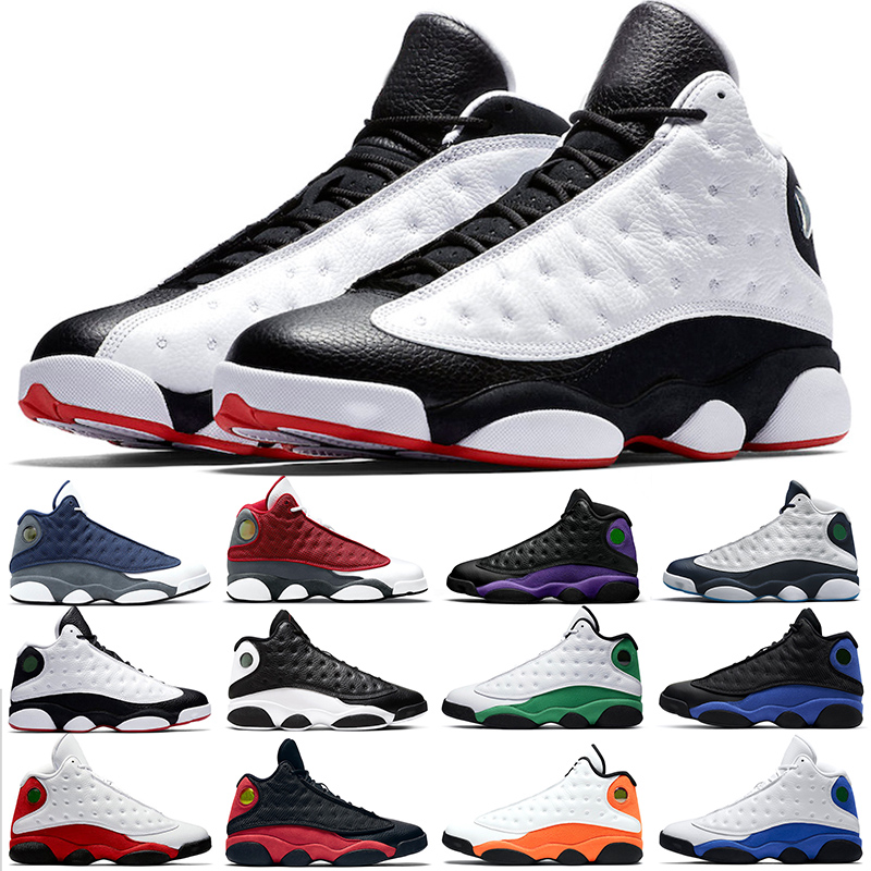 

Jumpman 13 Basketball Shoes Mens Sneakers 13s Reverse Bred Gold Glitter Court Purple Dark Powder Blue Playground Sports Shoe Size 40-47
