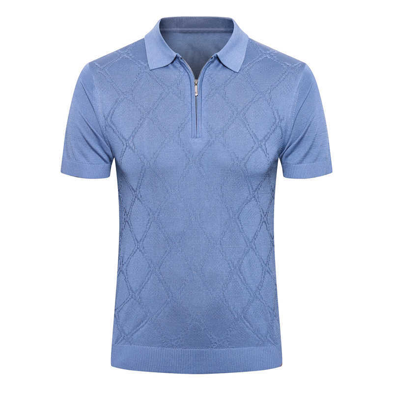 

Billionaire Polo shirt men's silk Short sleeve summer Fashion casual Business Breathable England M-5XL 210623, Brown