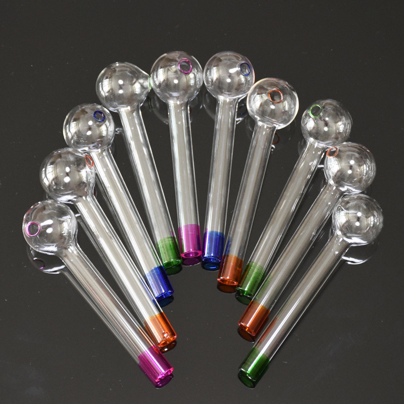 

4 Colors Handcraft Pyrex Glass Oil Burner Pipe 4.2Inches Mini Smoking Hand Pipes Thick Test Straw Tube Burners For Tobacco Water Bong Accessories