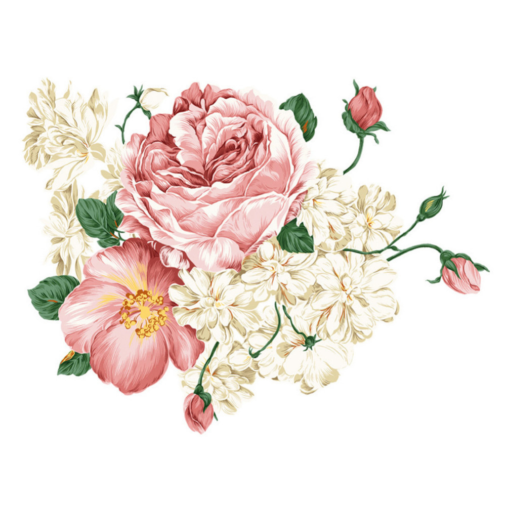 

Luxury Peony Flowers Wall Stickers Art Home Decor PVC Removable Vinyl Wall Decals for Kids Living Room Decorations 210420