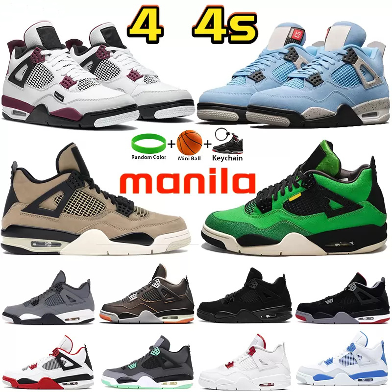

Newest high quality 4 4s basketball shoes manila university blue fire red paris thunder starfish what the black cat men women sneakers, Bubble wrap packaging
