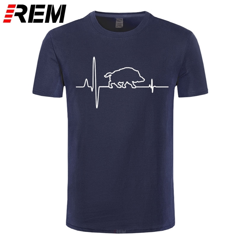 

100% Cotton Tees Wild Boar Heartbeat Huntings Design T-shirts For Men size 210707, Gray gray